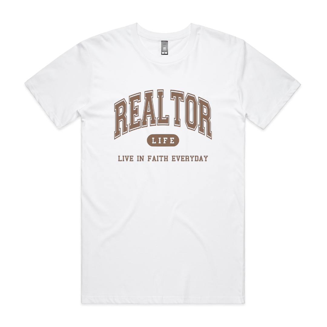 Realtor LIFE White/Camel Tee