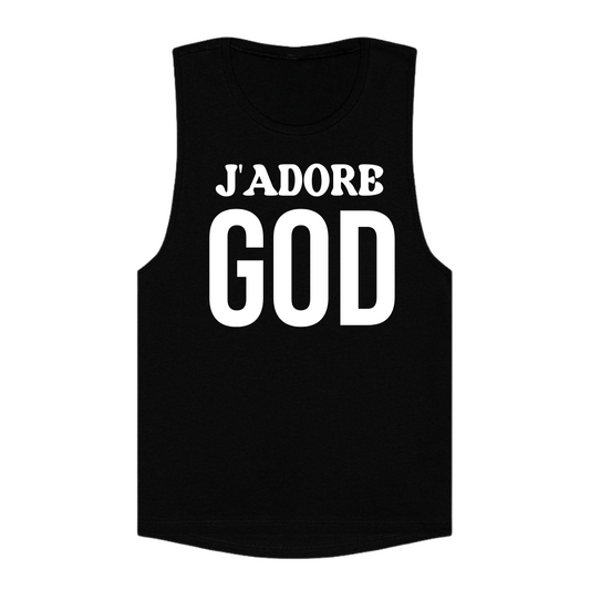 J'ADORE GOD Muscle Tank (BLACK/WHITE)