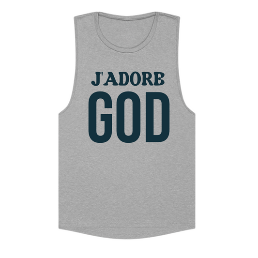 J'ADORE GOD Muscle Tank (GRAY/NAVY)