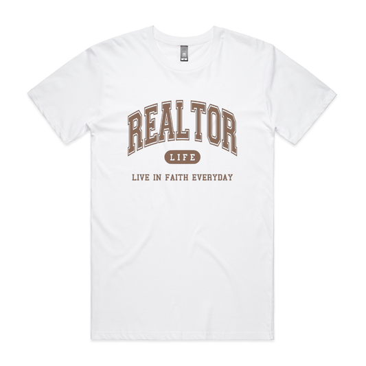 Realtor LIFE White/Camel Tee